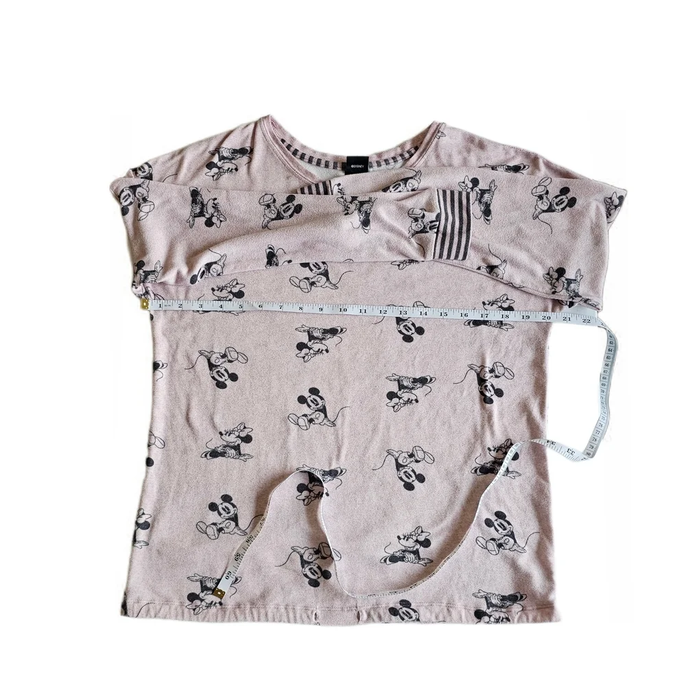 Disney Women's Pajama Top Pink with Black Mickey Pattern - Picture 7 of 15